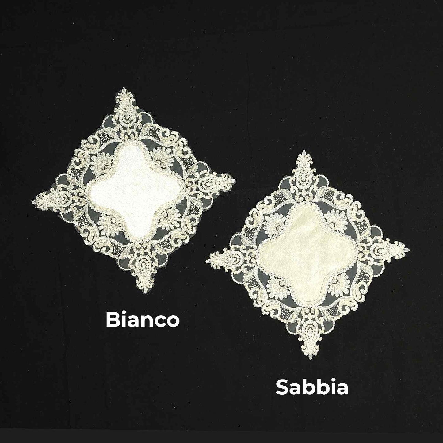 Set centrini 5 pezzi in velluto con tulle ricamato - Turin