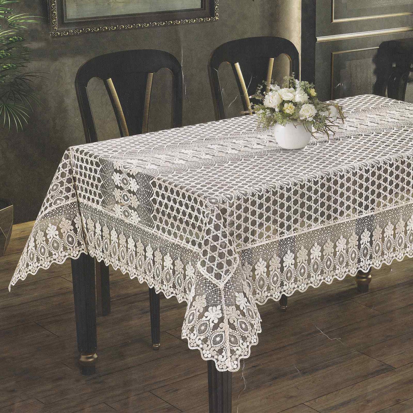 Copritavola in tulle ricamato - Newyork (Grigio/Bianco)