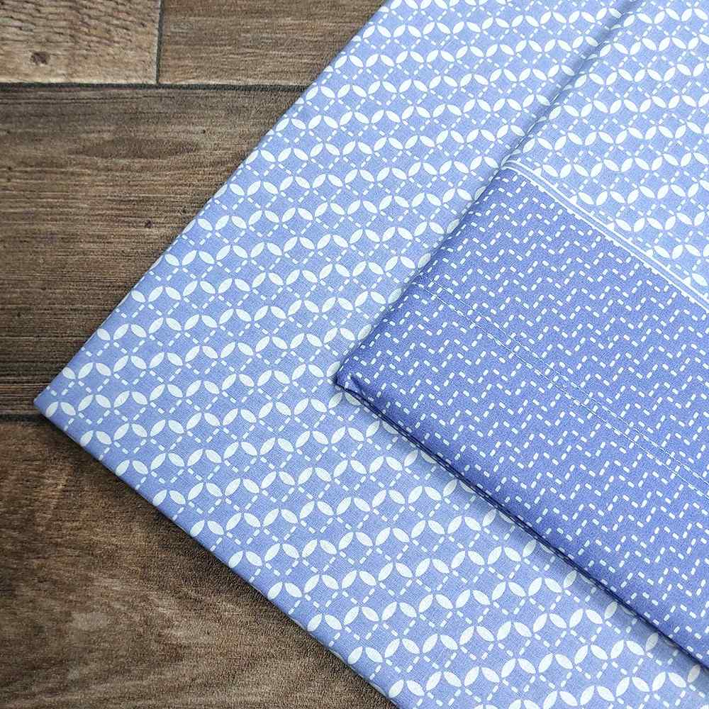 Completo Lenzuola in Puro Cotone Matrimoniale - M152 (Azzurro)
