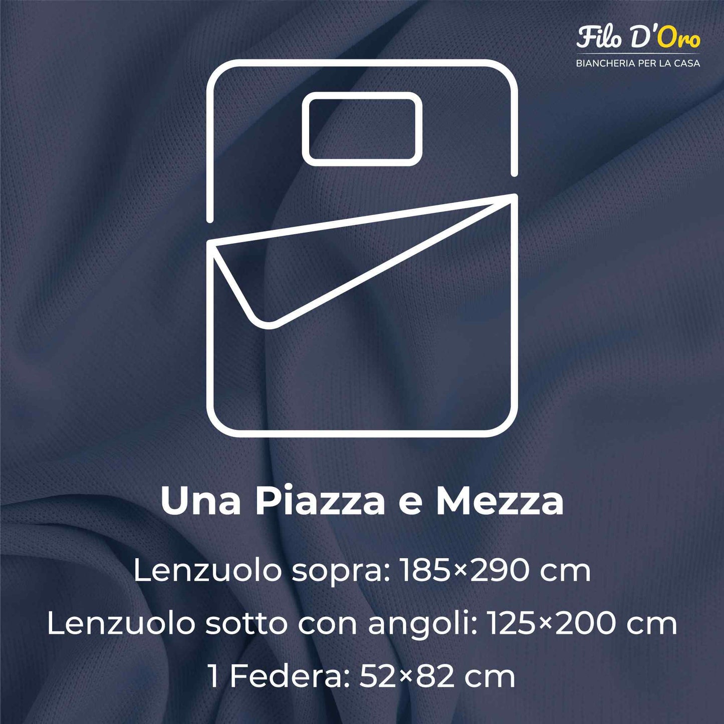 Completo Lenzuola in Puro Cotone Una Piazza e Mezza - M131 (Grigio)