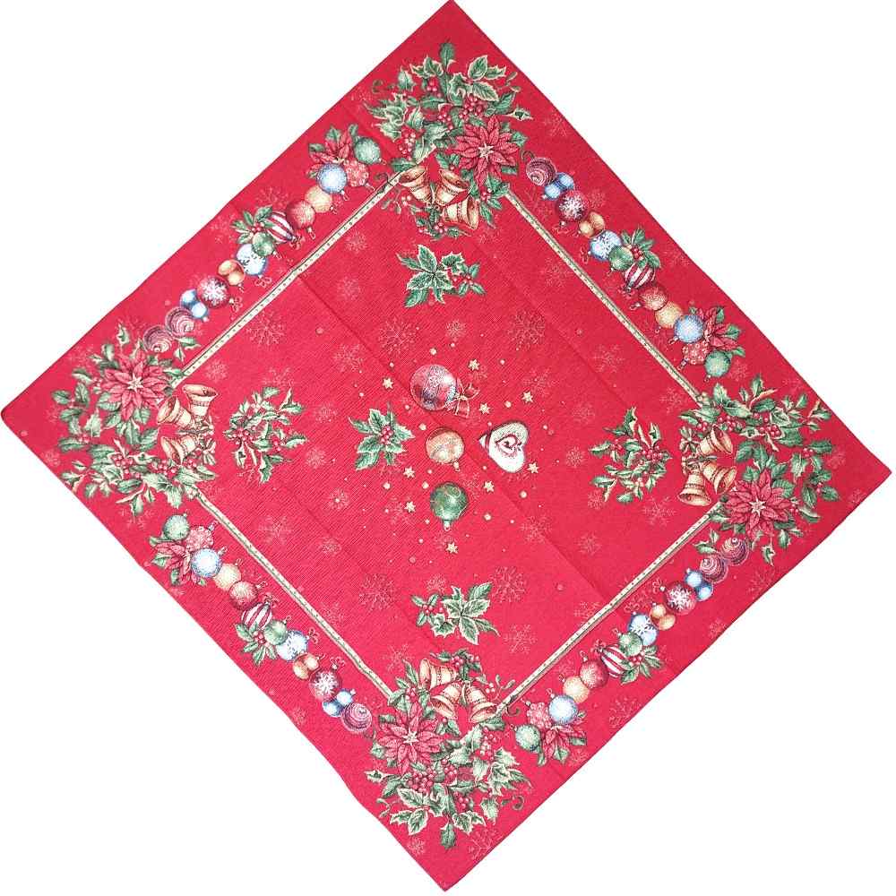Centrotavola quadrata natalizia in tessuto Gobelin 100 x 100 cm - Brillante