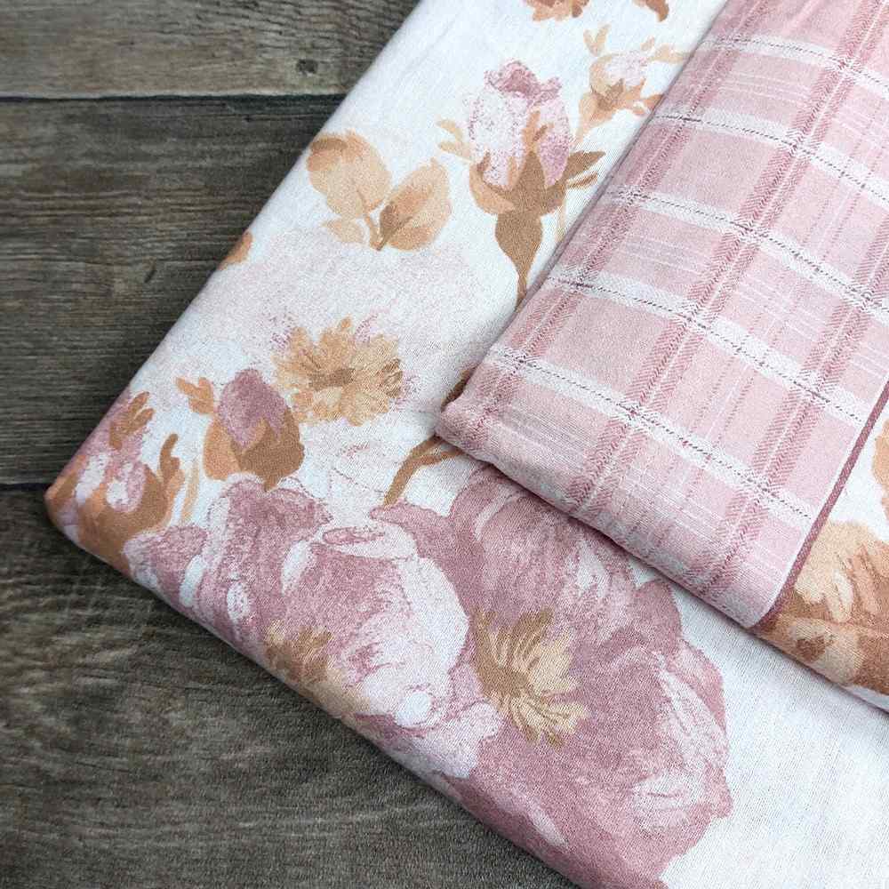 Completo Lenzuola in Flanella Matrimoniale - F113 (Rosa)