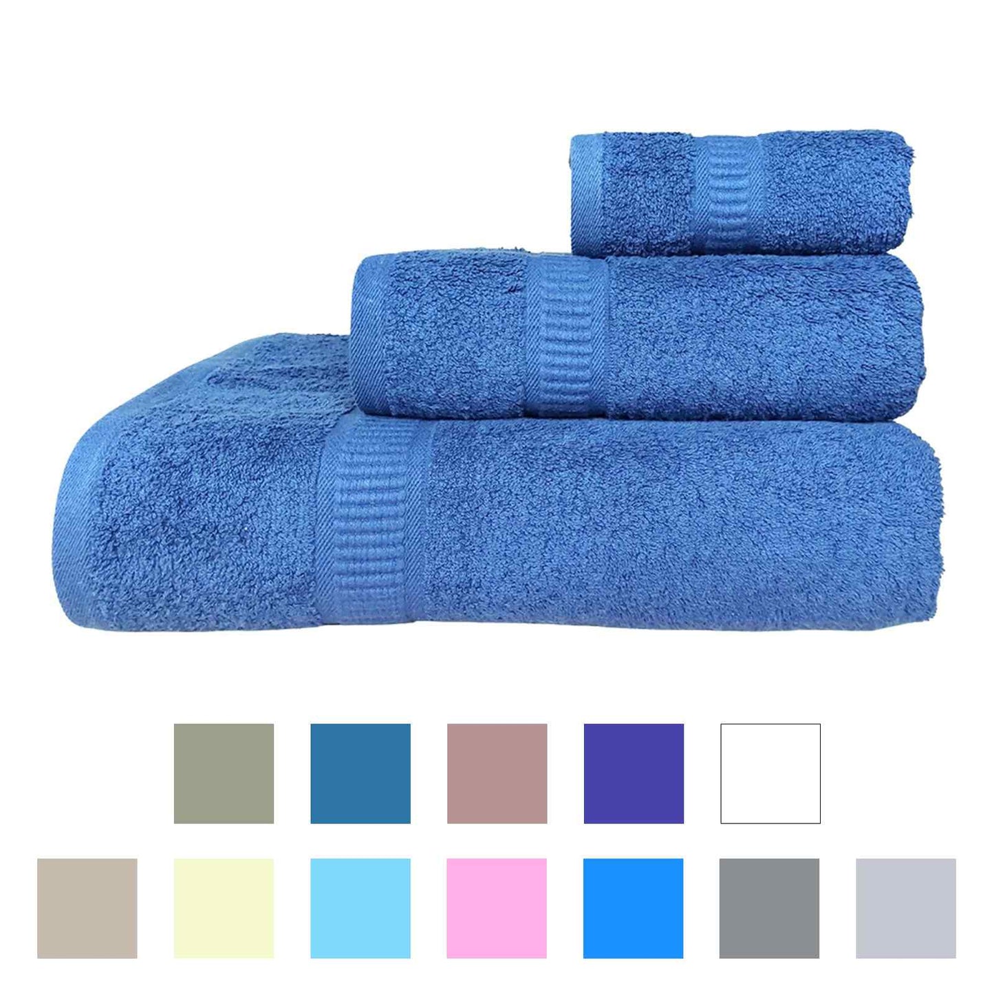 Set Asciugamani 3 Pezzi (Viso + Ospite + Telo) in Spugna 560gr - Nuvola