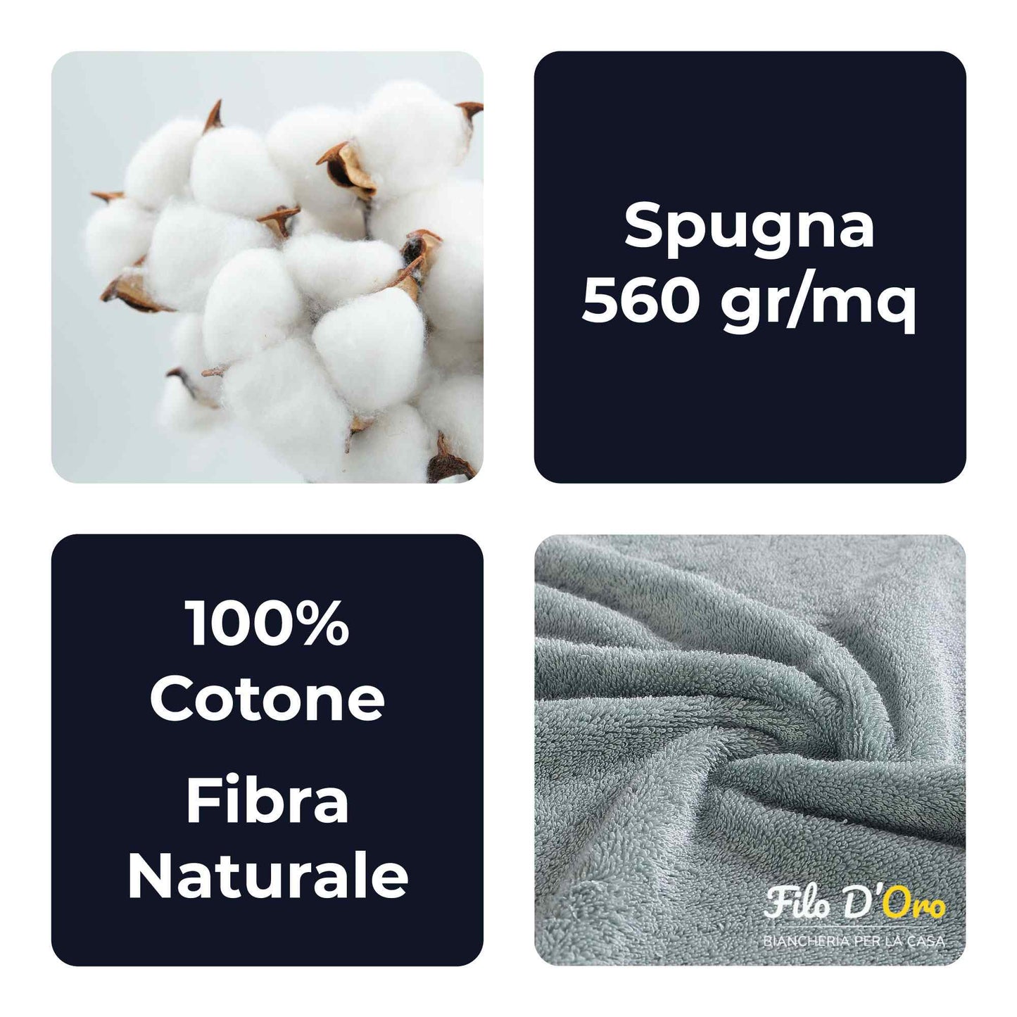 Set Asciugamani 3 Pezzi (Viso + Ospite + Telo) in Spugna 560gr - Nuvola