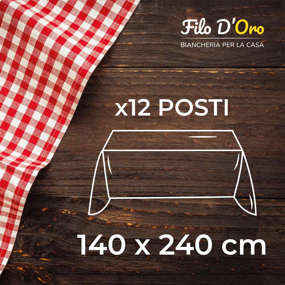 Tovaglia in Cotone con Ricamo x12 posti VINGI - Matilde 03