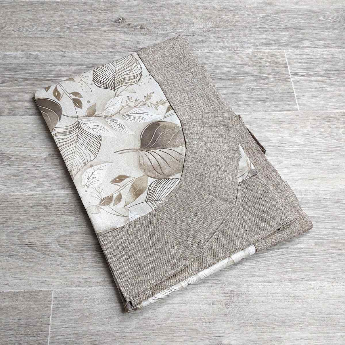 Tovaglia in Cotone Plastificato con Volant - Leafs (Beige)