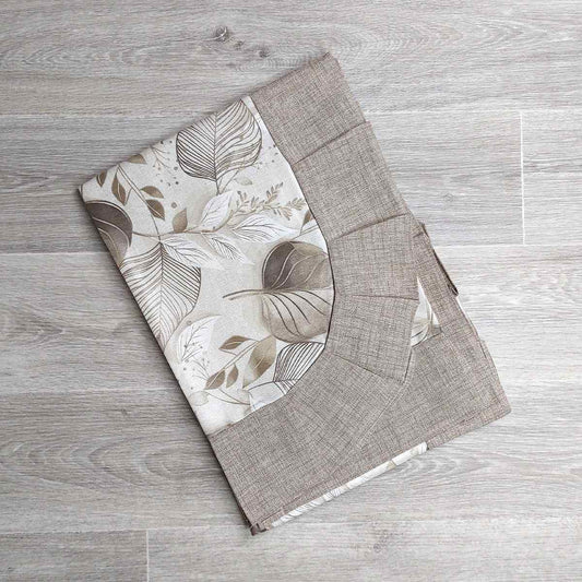 Tovaglia in Cotone Plastificato con Volant - Leafs (Beige)